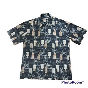 Batick Bay Men's Hawaiian Graphic Button Up Cotton Shirt. Size L.
